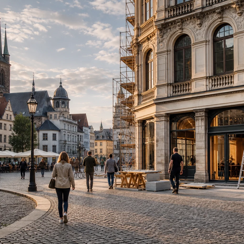 Celona kündigt sich am Marktplatz in Halle (Saale) an